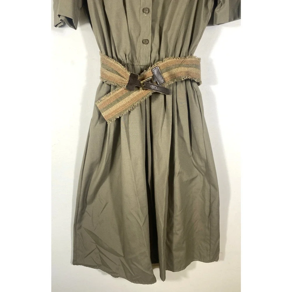 ILGWU Vintage Shirt Dress Patty O'Neil Belted Size 9/10 70s Western Cowgirl Boho - Picture 3 of 11